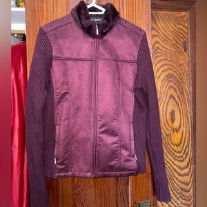 Sebby Burgundy Jacket with Faux Fur Collar